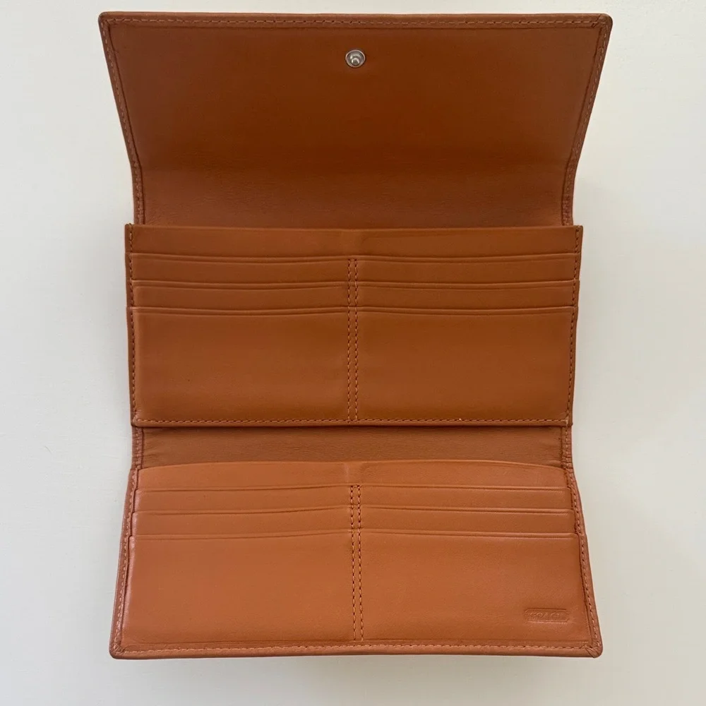 Coach Pale Yellow/Gold and Brown Logo Fabric & Leather Women's Wallet - Picture 3 of 16